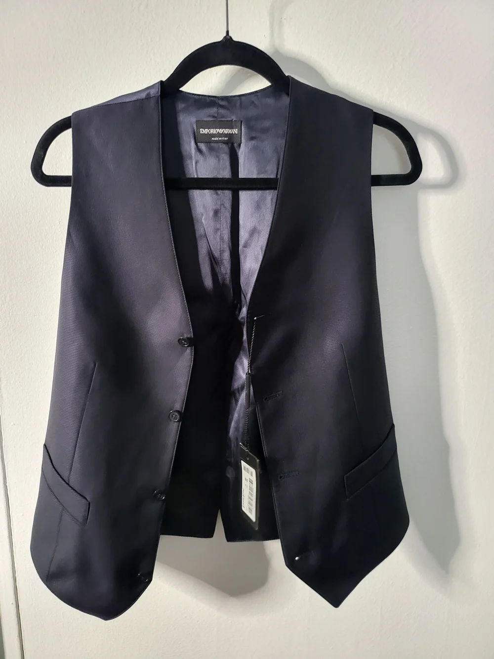 Emporio Armani Dark Navy Satin-Lined vest